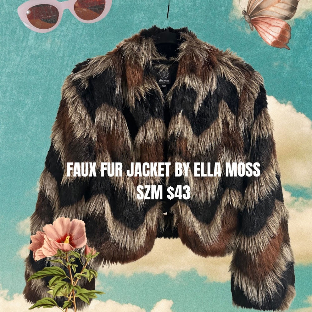 FAUX FUR JACKET BY ELLA MOSS SZM (SNOW BUNNY CUTE)